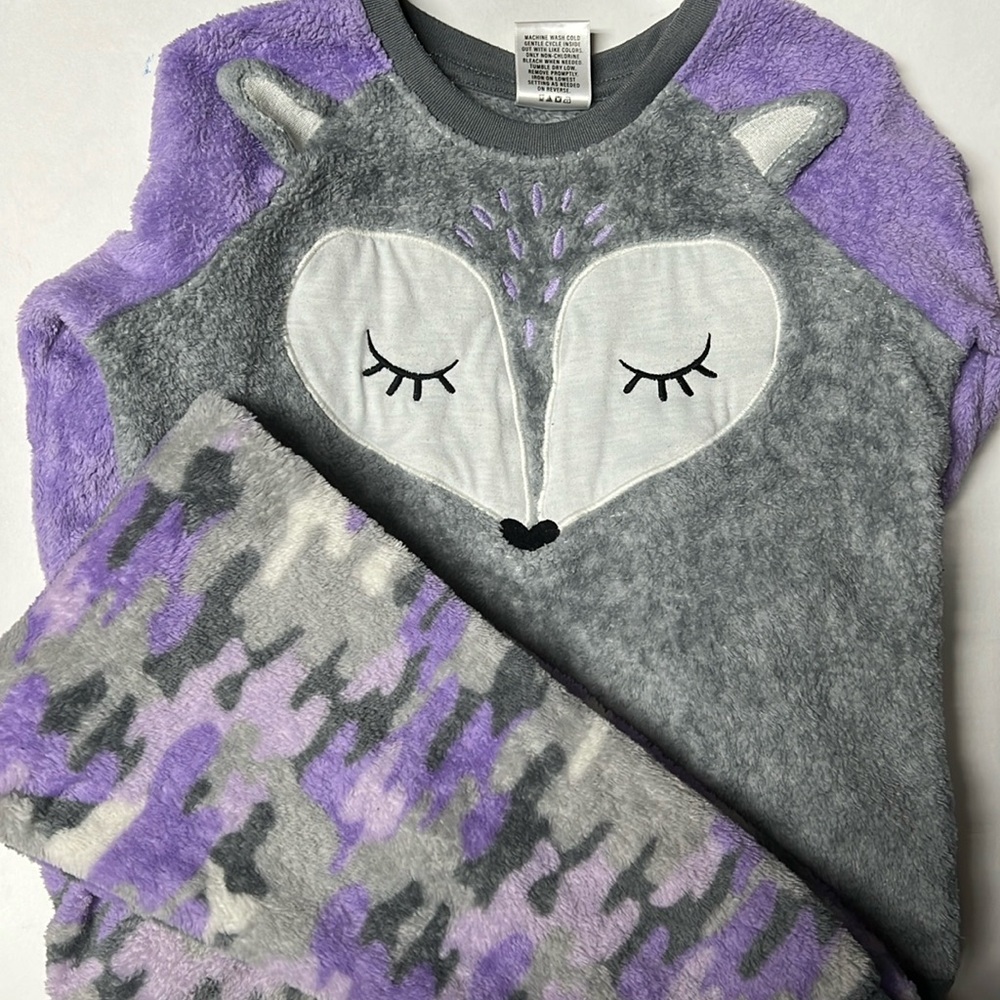 Fox purple & Grey PJs fuzzy
